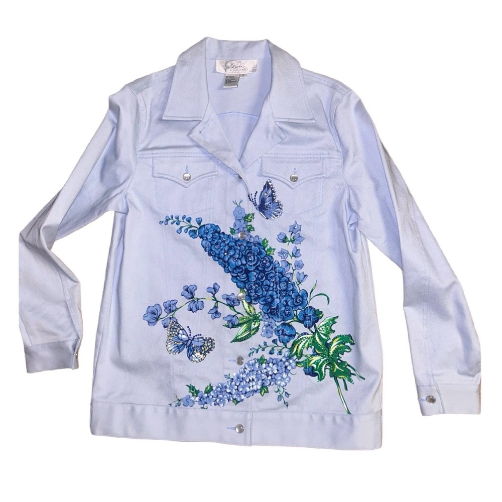 Diane’s Essentials ~ Vintage ~ Small ~ Blue W/ Hand-Painted Bluebonnet Jacket